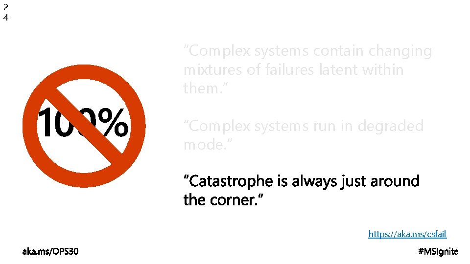 2 4 “Complex systems contain changing mixtures of failures latent within them. ” “Complex