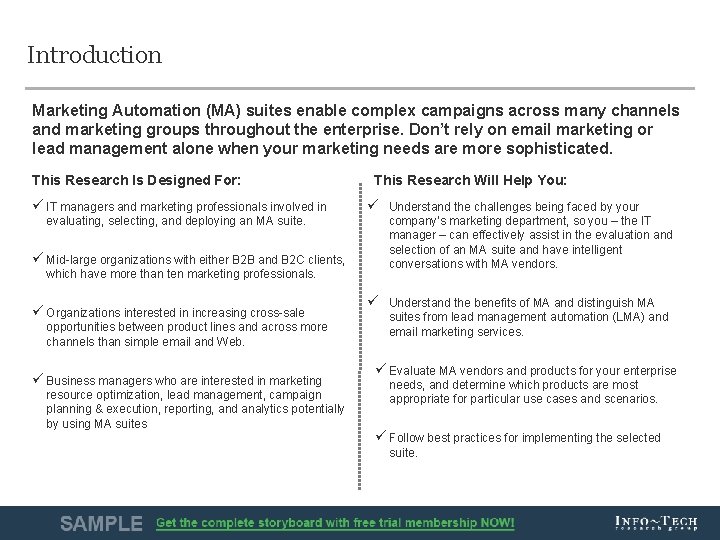 Introduction Marketing Automation (MA) suites enable complex campaigns across many channels and marketing groups