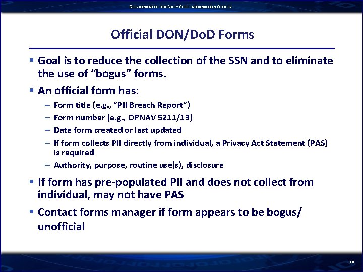 DEPARTMENT OF THE NAVY CHIEF INFORMATION OFFICER Official DON/Do. D Forms § Goal is