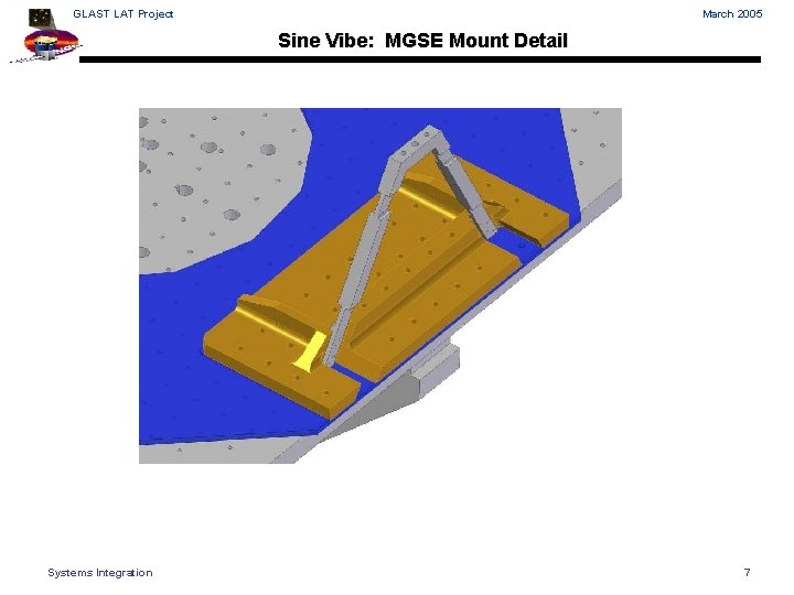 GLAST LAT Project March 2005 Sine Vibe: MGSE Mount Detail Systems Integration 7 