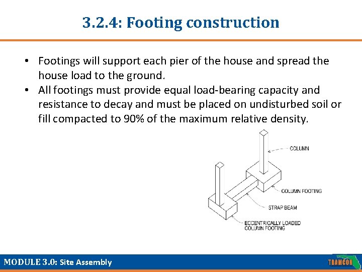 3. 2. 4: Footing construction • Footings will support each pier of the house