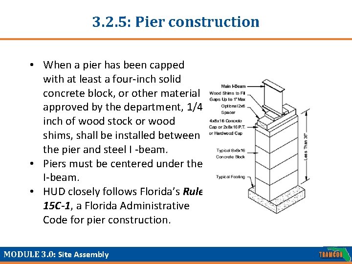 3. 2. 5: Pier construction • When a pier has been capped with at