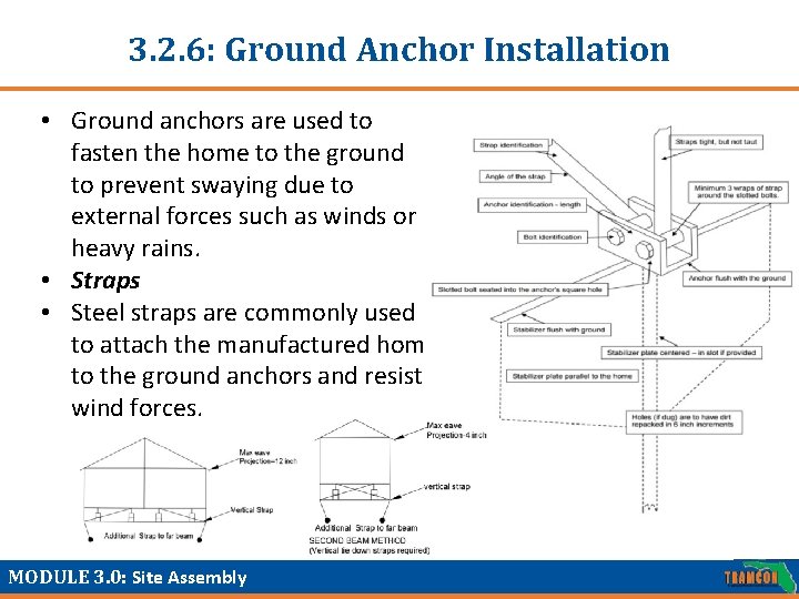 3. 2. 6: Ground Anchor Installation • Ground anchors are used to fasten the