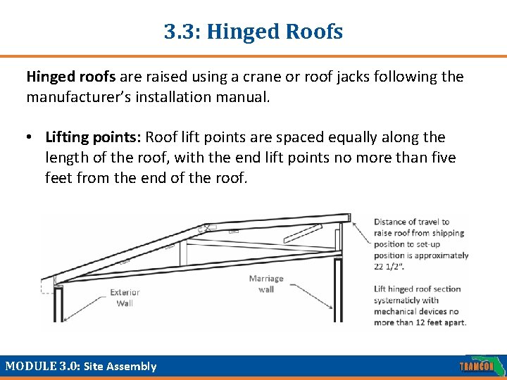 3. 3: Hinged Roofs Hinged roofs are raised using a crane or roof jacks