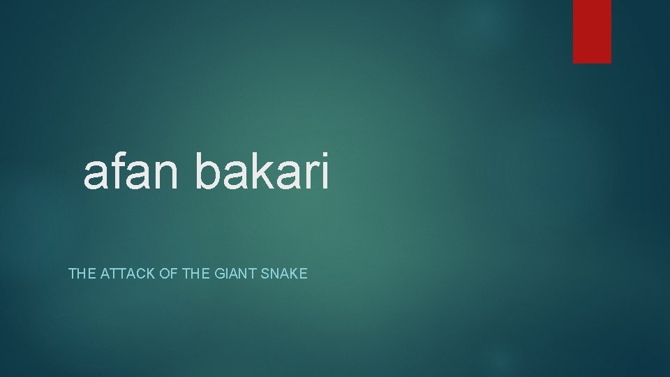 afan bakari THE ATTACK OF THE GIANT SNAKE 