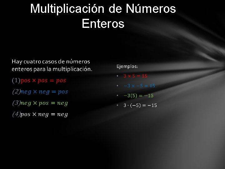 Multiplicación de Números Enteros 