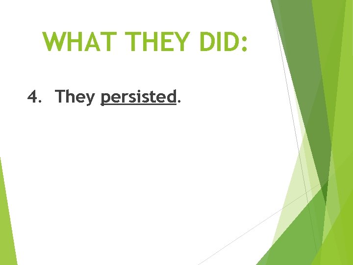 WHAT THEY DID: 4. They persisted. 