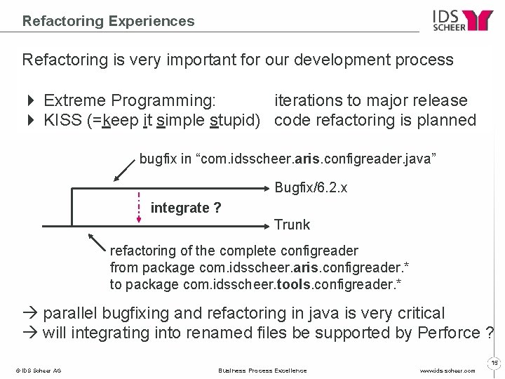 Refactoring Experiences Refactoring is very important for our development process 4 Extreme Programming: iterations