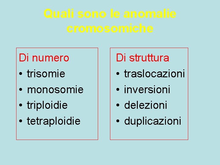 Quali sono le anomalie cromosomiche Di numero • trisomie • monosomie • triploidie •