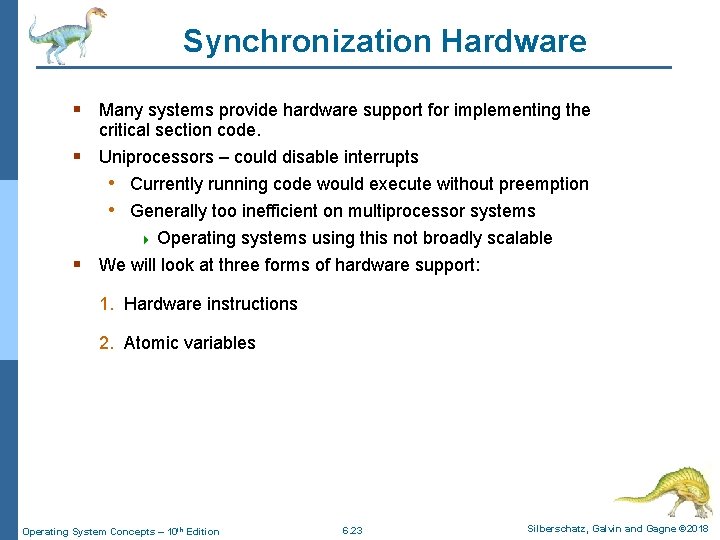 Chapter 6 Synchronization Tools Operating System Concepts 10