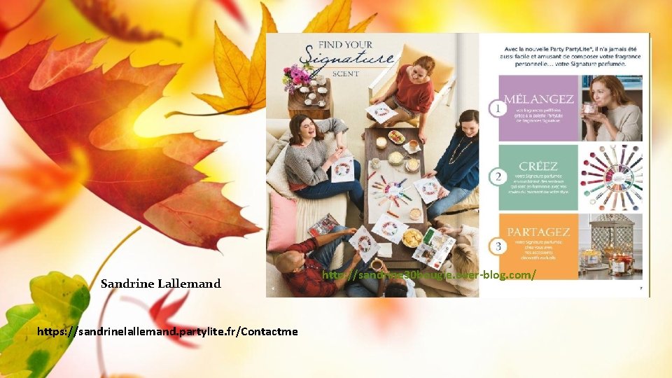 DISPOSITION TITRE DE SECTION AUTOMNE Sous-titre Sandrine Lallemand https: //sandrinelallemand. partylite. fr/Contactme http: //sandrine