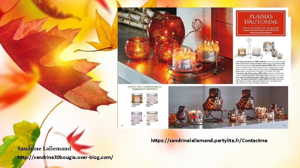 https: //sandrinelallemand. partylite. fr/Contactme Sandrine Lallemand http: //sandrine 30 bougie. over-blog. com/ 