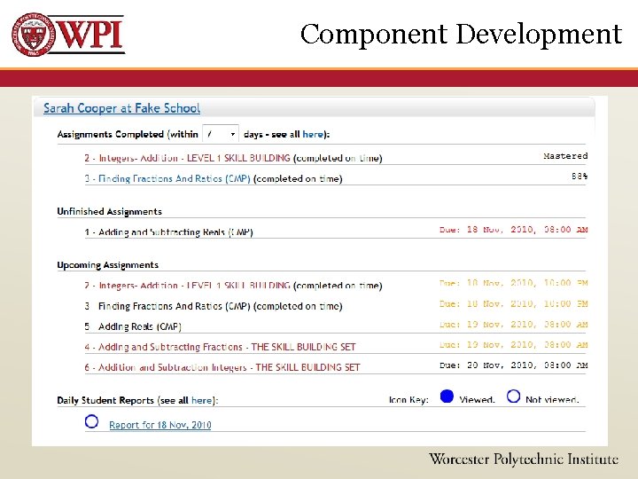 Component Development 