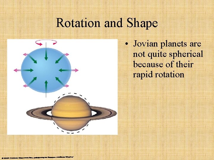 Rotation and Shape • Jovian planets are not quite spherical because of their rapid