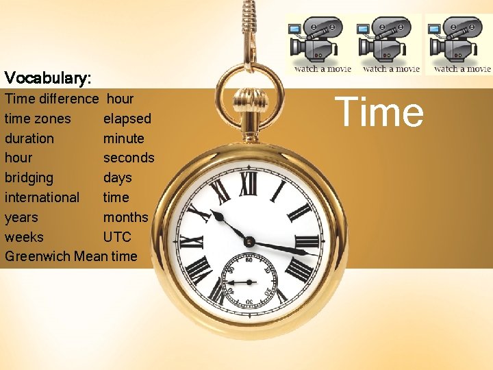 Vocabulary: Time difference hour time zones elapsed duration minute hour seconds bridging days international