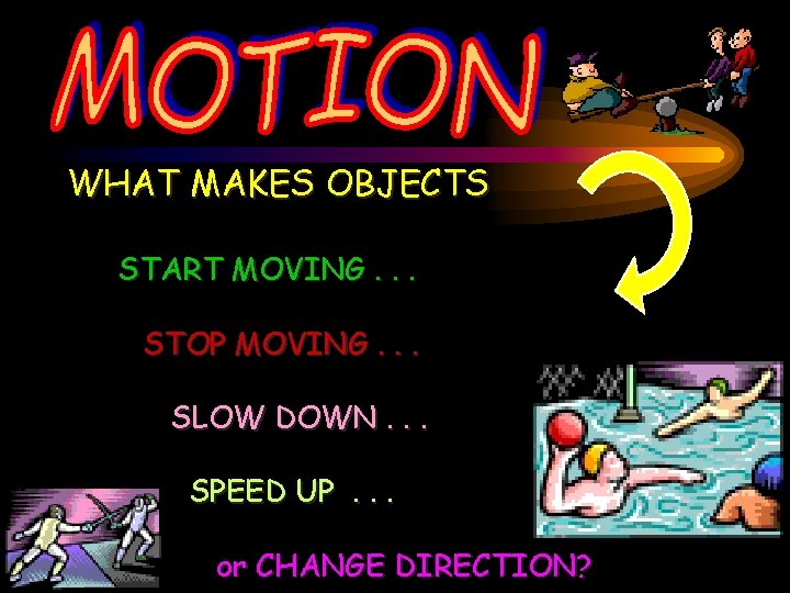 WHAT MAKES OBJECTS START MOVING. . . STOP MOVING. . . SLOW DOWN. .
