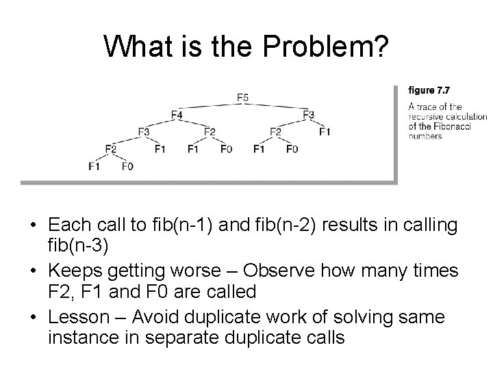 What is the Problem? • Each call to fib(n-1) and fib(n-2) results in calling