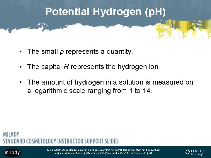 Potential Hydrogen (p. H) • The small p represents a quantity. • The capital