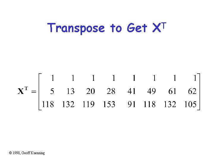 Transpose to Get XT © 1998, Geoff Kuenning 