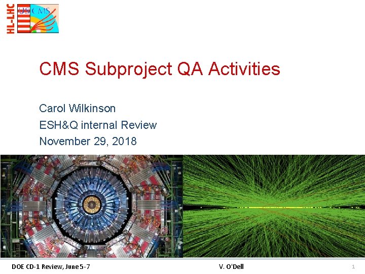 CMS Subproject QA Activities Carol Wilkinson ESH&Q internal Review November 29, 2018 DOE CD-1