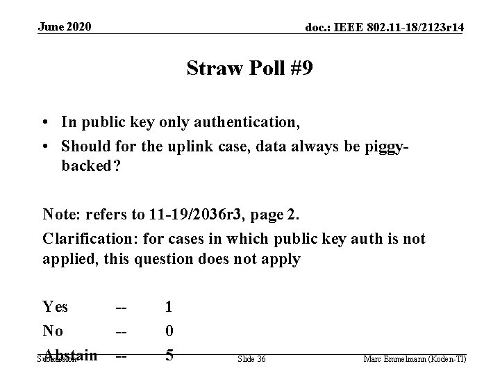 June 2020 doc. : IEEE 802. 11 -18/2123 r 14 Straw Poll #9 •