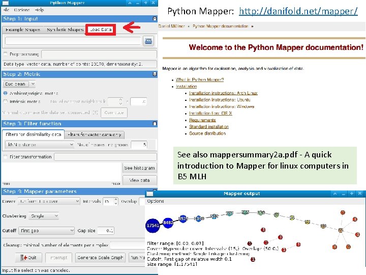 Python Mapper: http: //danifold. net/mapper/ See also mappersummary 2 a. pdf - A quick