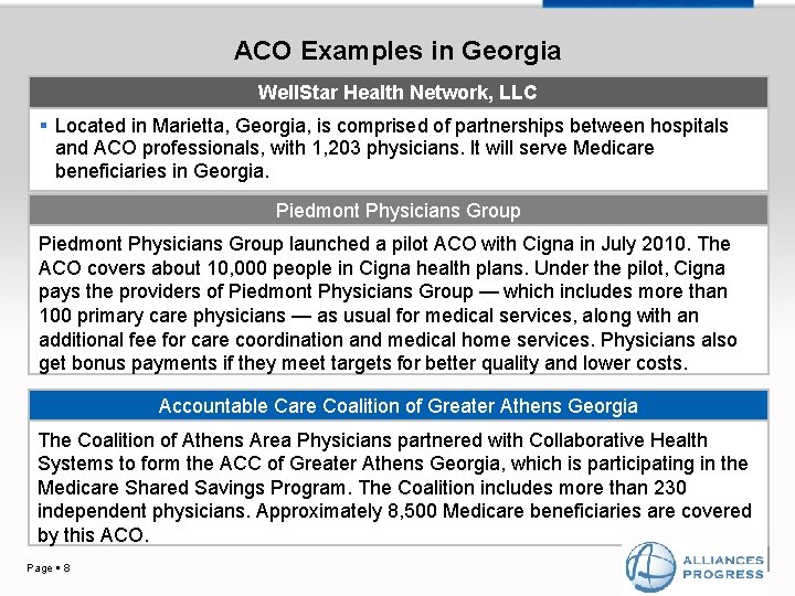 ACO Examples in Georgia Well. Star Health Network, LLC Located in Marietta, Georgia, is