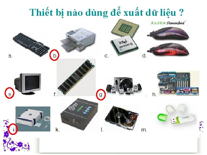 Thiết bị nào dùng để xuất dữ liệu ? 