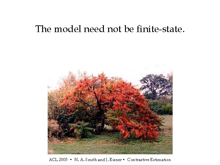 The model need not be finite-state. ACL 2005 • N. A. Smith and J.
