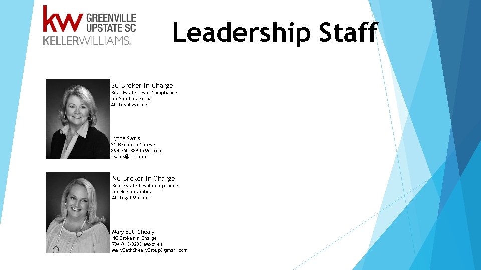 Leadership Staff SC Broker In Charge Real Estate Legal Compliance for South Carolina All