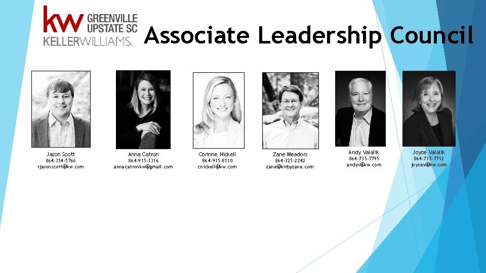 Associate Leadership Council Jason Scott 864 -354 -5766 rjasonscott@kw. com Anna Catron Corinne Nickell