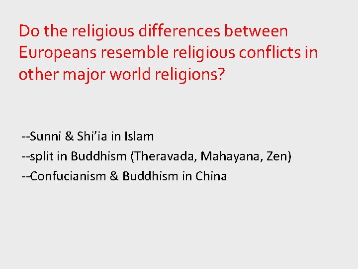 Do the religious differences between Europeans resemble religious conflicts in other major world religions?