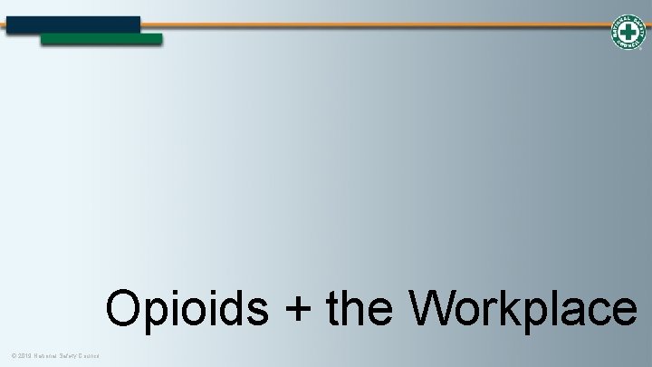 Opioids + the Workplace © 2019 National Safety Council 