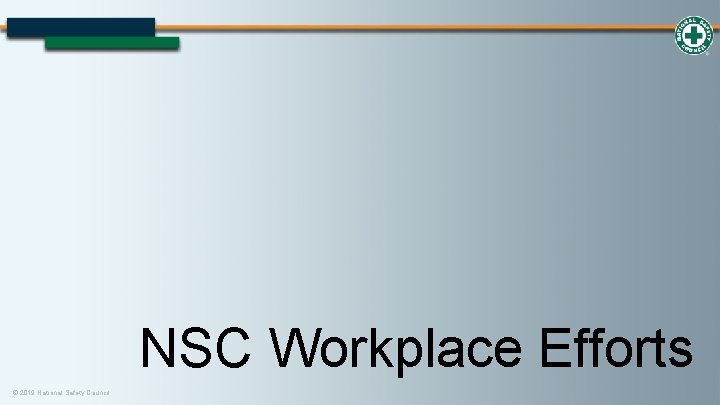 NSC Workplace Efforts © 2019 National Safety Council 