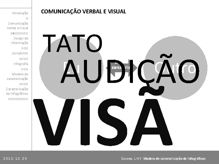 Introdução □ Comunicação verbal e visual □■□□□□□□ Design da informação □□□ Jornalismo □□□□ Infografia