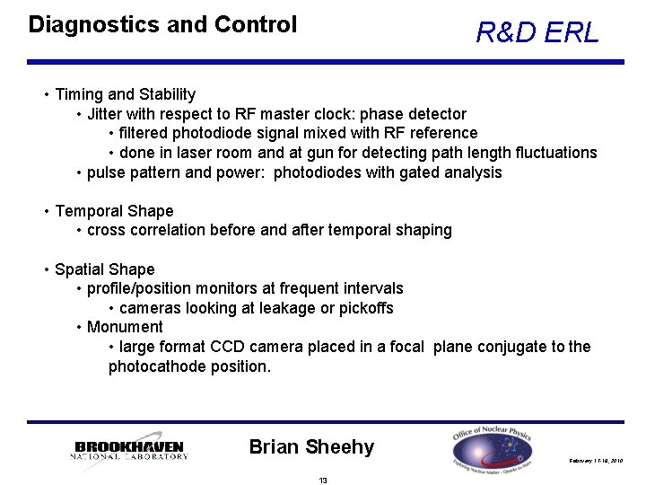 Diagnostics and Control R&D ERL • Timing and Stability • Jitter with respect to