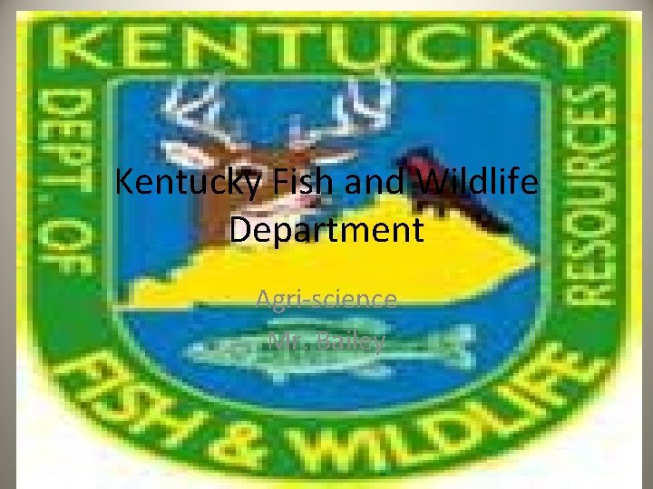 Kentucky Fish and Wildlife Department Agri-science Mr. Bailey 