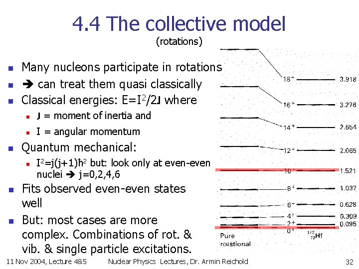 4. 4 The collective model (rotations) n n Many nucleons participate in rotations can 4. 4 The collective model (rotations) n n Many nucleons participate in rotations can