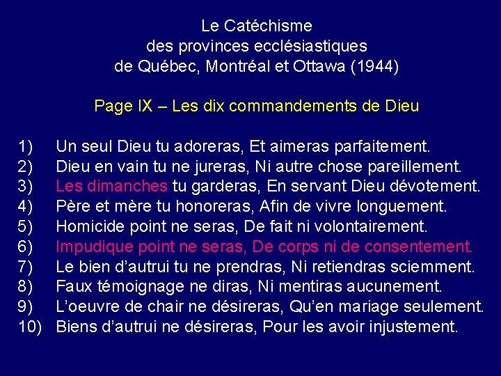 Le Catéchisme des provinces ecclésiastiques de Québec, Montréal et Ottawa (1944) Page IX –