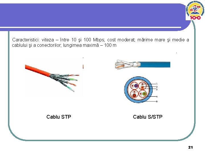 Caracteristici: viteza – între 10 şi 100 Mbps; cost moderat; mărime mare şi medie