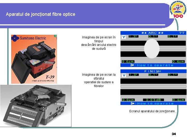 Aparatul de joncţionat fibre optice Imaginea de pe ecran în timpul descărcării arcului electric