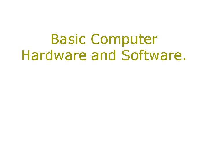 Basic Computer Hardware and Software. 