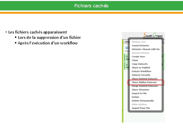 Fichiers cachés • Les fichiers cachés apparaissent § Lors de la suppression d’un fichier