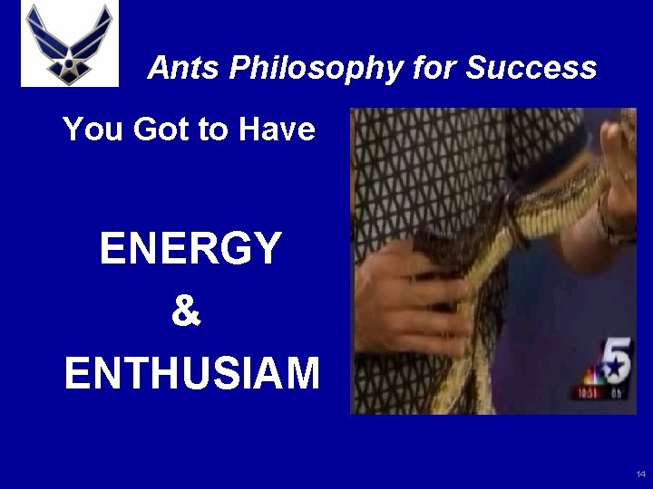 Ants Philosophy for Success You Got to Have ENERGY & ENTHUSIAM 14 