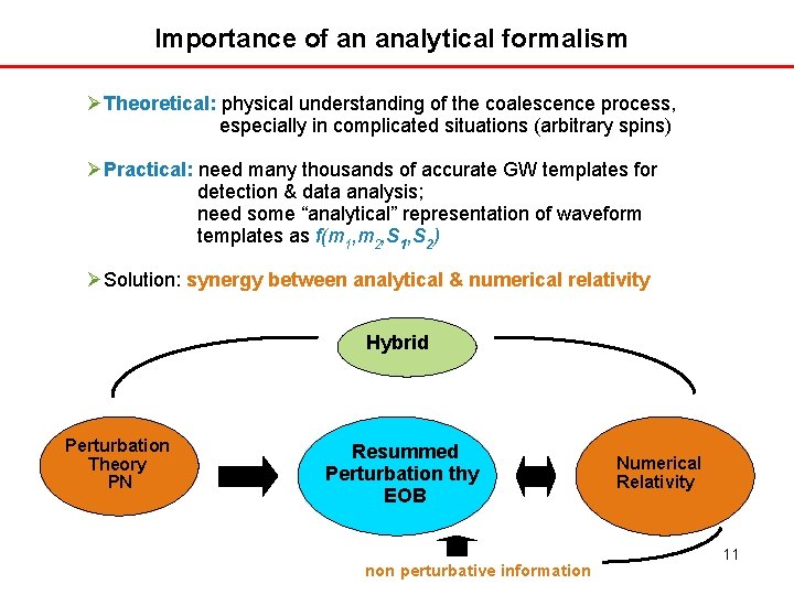 Importance of an analytical formalism Theoretical: physical understanding of the coalescence process, especially in