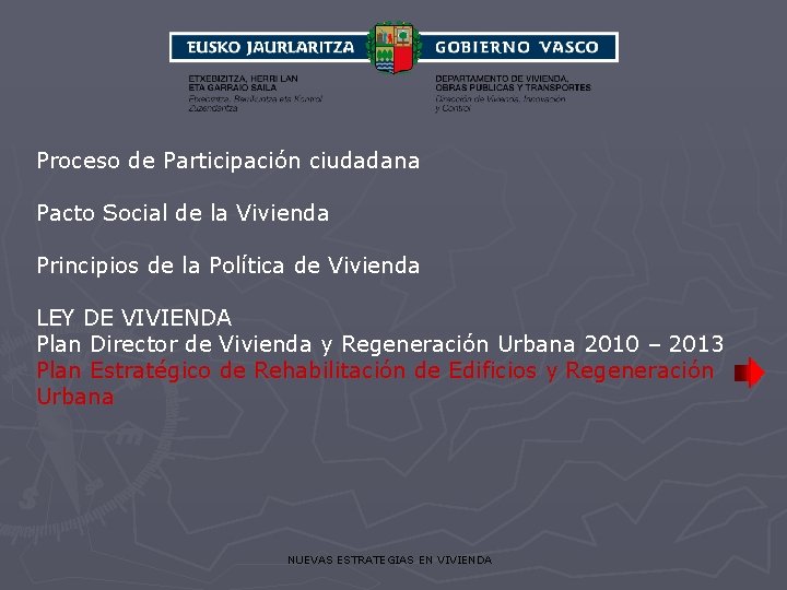 Proceso de Participación ciudadana Pacto Social de la Vivienda Principios de la Política de