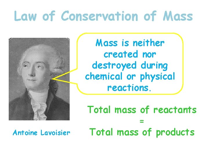 Law of Conservation of Mass is neither created nor destroyed during chemical or physical