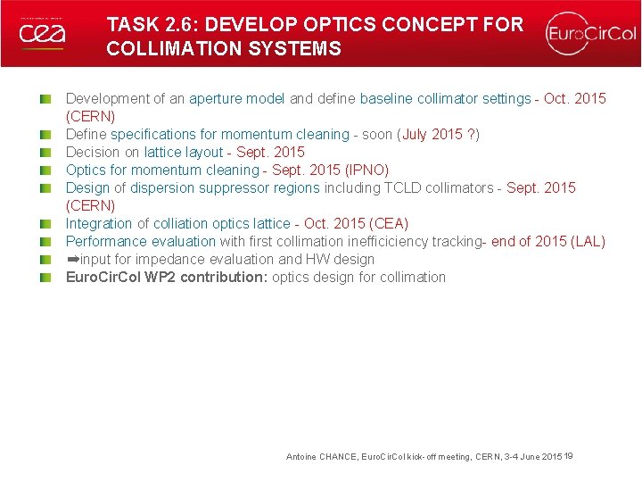 TASK 2. 6: DEVELOP OPTICS CONCEPT FOR COLLIMATION SYSTEMS Development of an aperture model