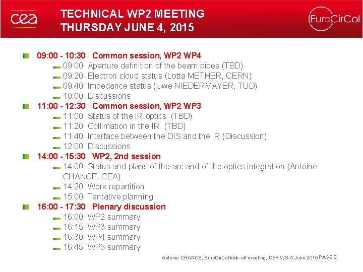 TECHNICAL WP 2 MEETING THURSDAY JUNE 4, 2015 09: 00 - 10: 30 Common TECHNICAL WP 2 MEETING THURSDAY JUNE 4, 2015 09: 00 - 10: 30 Common
