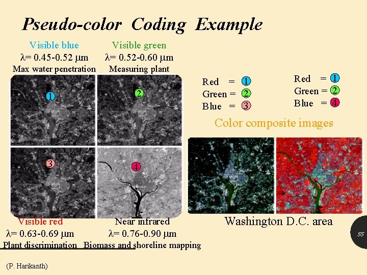 Pseudo-color Coding Example Visible blue l= 0. 45 -0. 52 mm Visible green l=